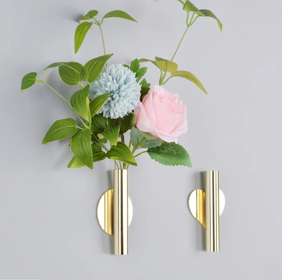 

Creative Wall Flower Ware Nordic Style Wall Flower Vase Gold Non Perforated Wall Decoration Pendant HomeDecor Hanging Decoration