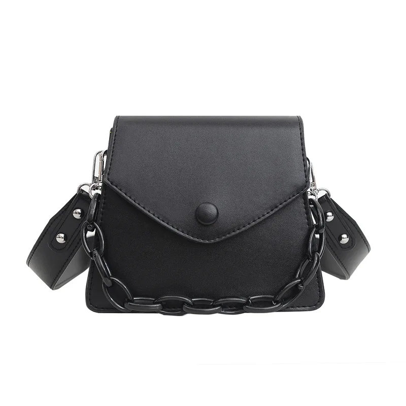 

2021 Summer Shoulder Cross Body Bag Ladies Handbags Solid Color Thick Chain Small PU Leather Crossbody Bags For Women