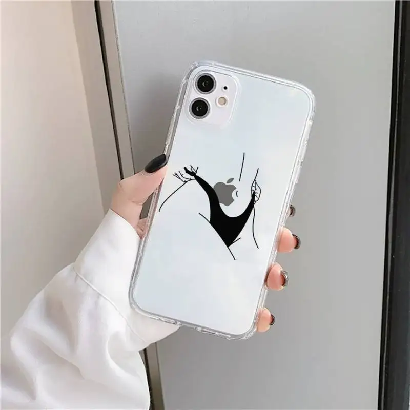 

Funny Abstract Art Lines Phone Case Transparent soft For iphone 5 5s 5c se 6 6s 7 8 11 12 plus mini x xs xr pro max