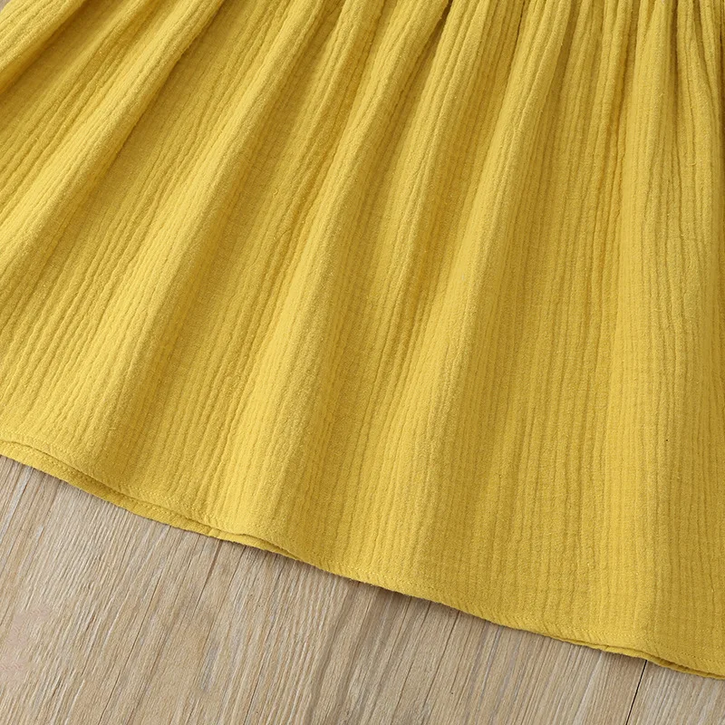 

DFXD Kids Clothes Girls Summer Dress Fashion Yellow Cotton Embroidery Sleeveless Vest Dress For 6M-5T Baby Vestido A-line Dress