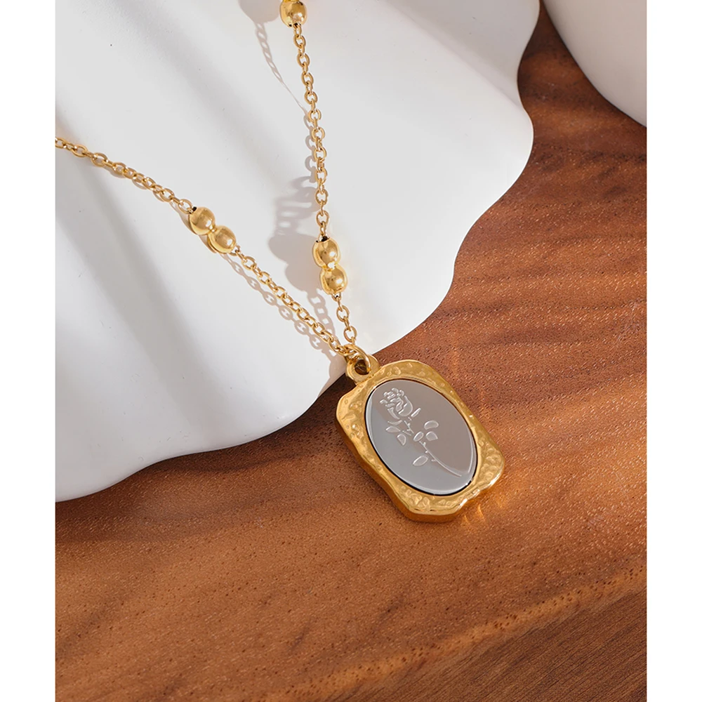 Женское Ожерелье с квадратным кулоном из нержавеющей стали |