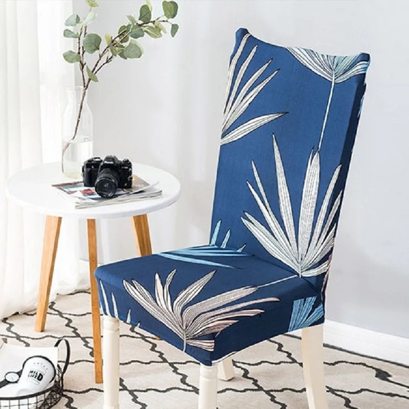 

Elastic Chair Cover All-inclusive Back Chair Slipcover With Print Dining Room Seat Covers Banquet Wedding Party Decor 2pcs