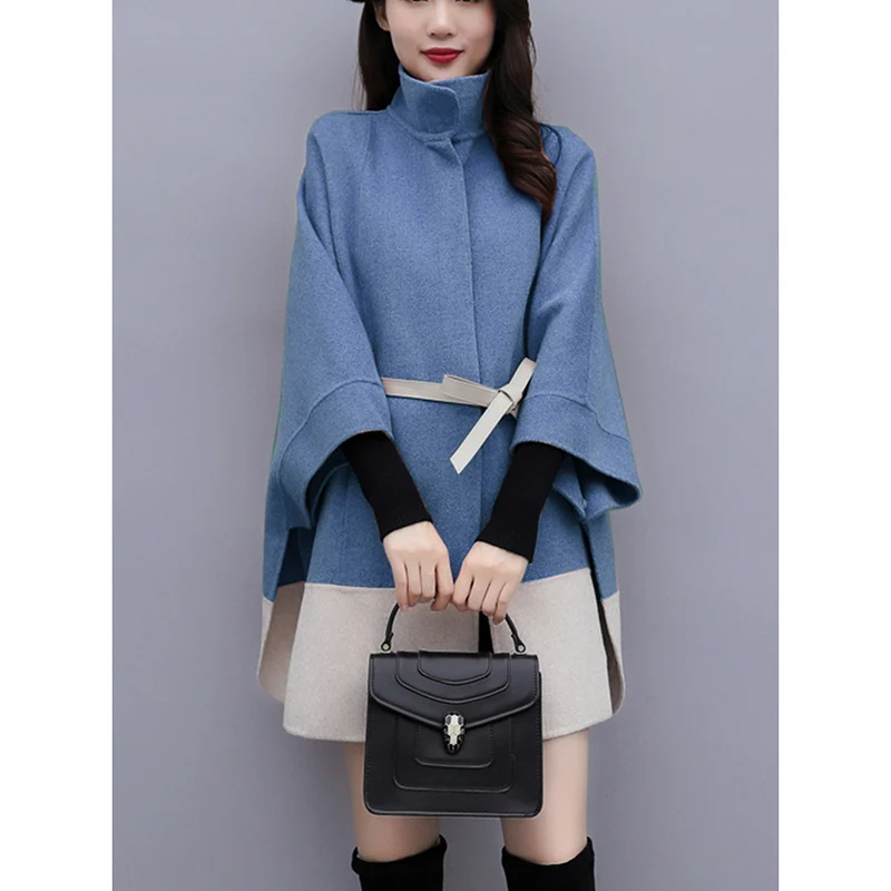 Женские зимние шерстяные куртки пальто корейская мода водолазка женская накидка