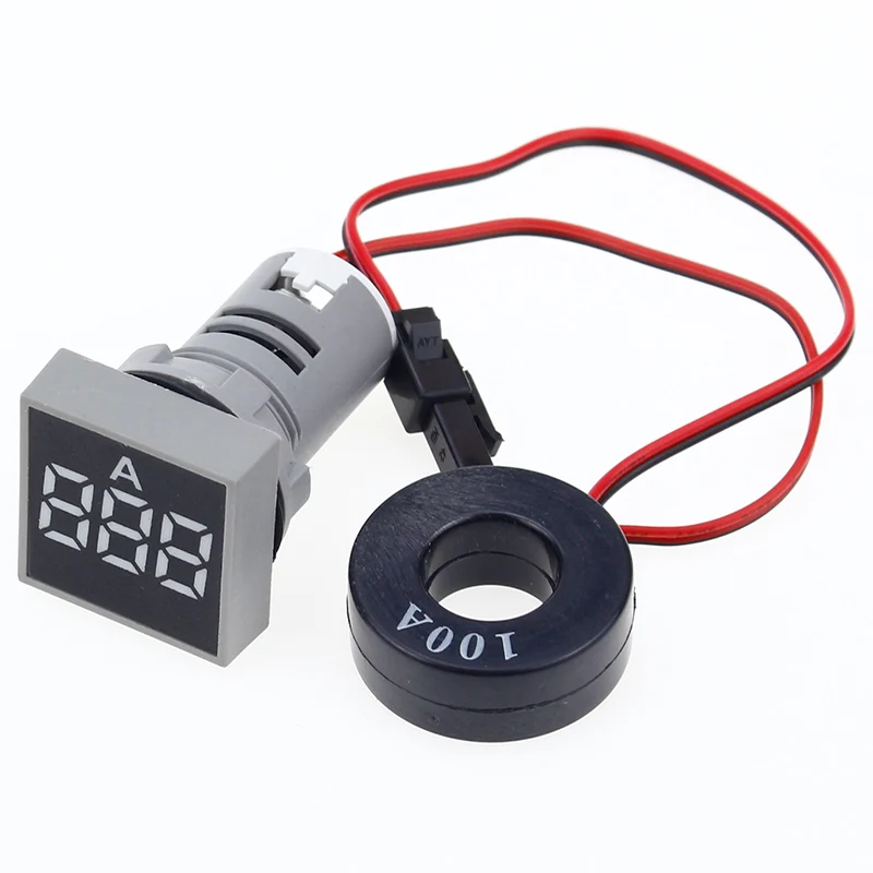 White Current Meters 22 мм 0-100A цифровой амперметр измеритель тока/измерители напряжения индикатор светодиодная лампа квадратный сигнальный светильник - Цвет: White Current Meters