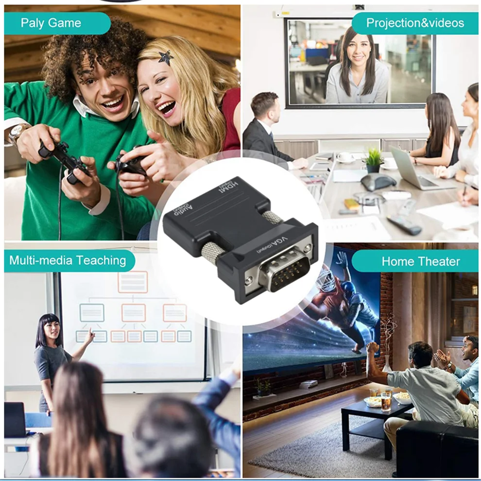 HDMI совместимый конвертер мама VGA папа 3 5 мм аудиокабель адаптер 1080P HD видеовыход