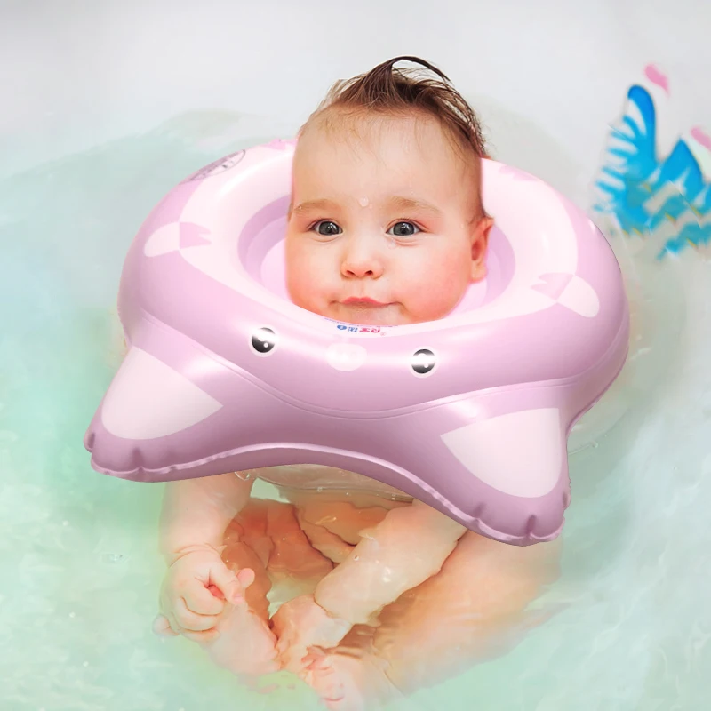 Круг для плавания для новорожденных, надувной круг на шею, плавательный бассейн, поплавок, розовая свинья, игрушка для купания