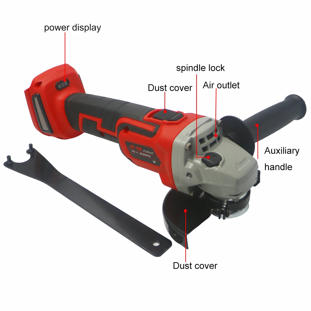Аккумуляторная угловая шлифовальная машина makita 8500 об/мин 125 мм/5 дюймов|Цифровые