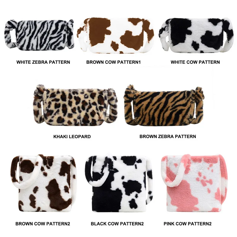 

Fashion Leopard Print Crossbody Bags For Women Autumn Winter Plush Soft Shoulder Messenger Bags Ladies Fluffy Handbag And Purse