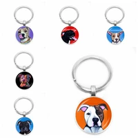 1pcs super keychain gift fashion personality cute pet dog glass convex keychain wallet pendant jewelry