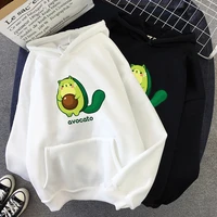 winter kawaii cartoon avocado print hoodies women pullover warm casual oversize hoodie sweatshirt korean clothes female sudadera