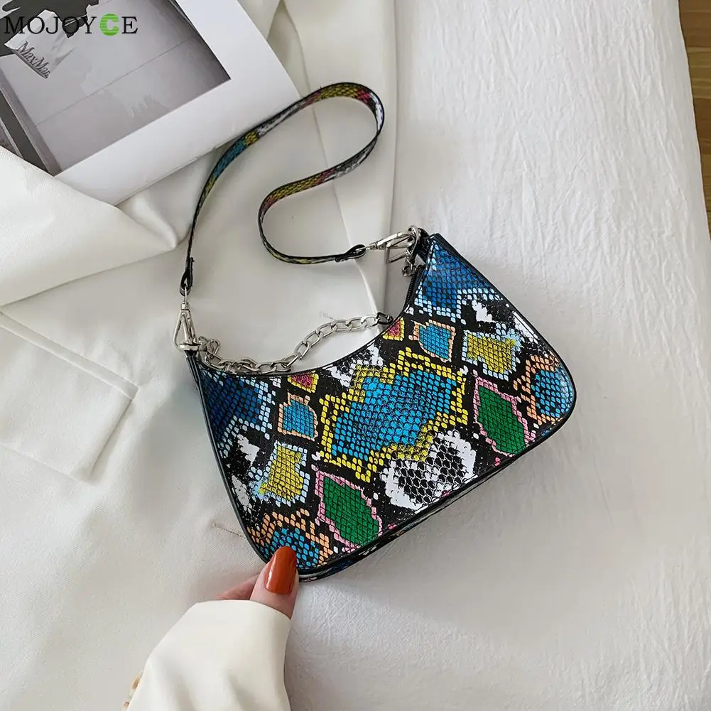 

Fashion Women PU Leather Animal Pattern Printing Shoulder Underarm Bag Casual Ladies Chain Small Hobos Handbags Purse