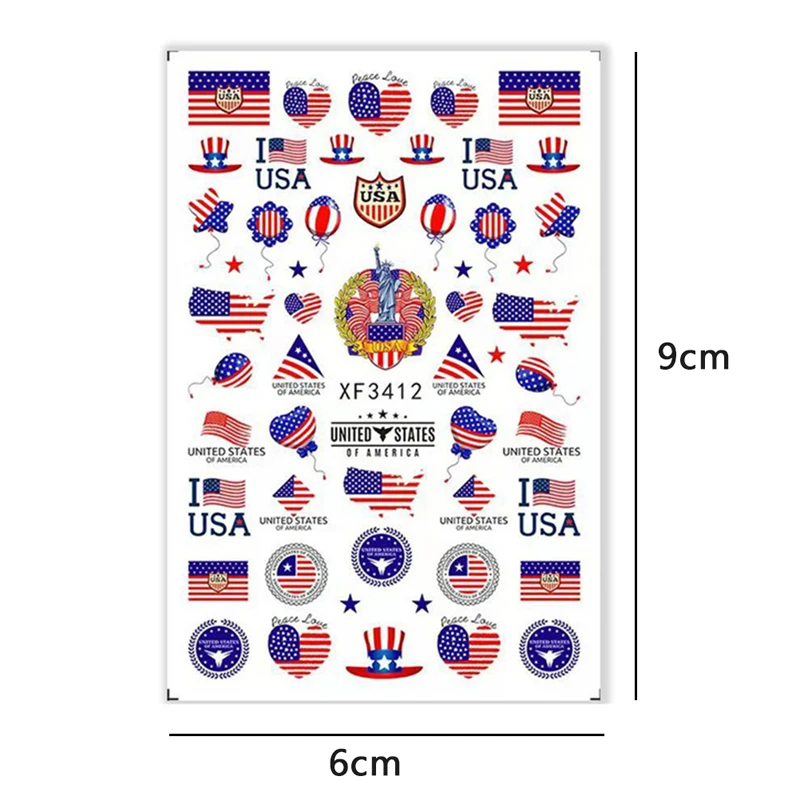 

8Pcs 3D National Day Flag Nail Stickers American Independence Day Decorations Nail Decoration Nail Decals New