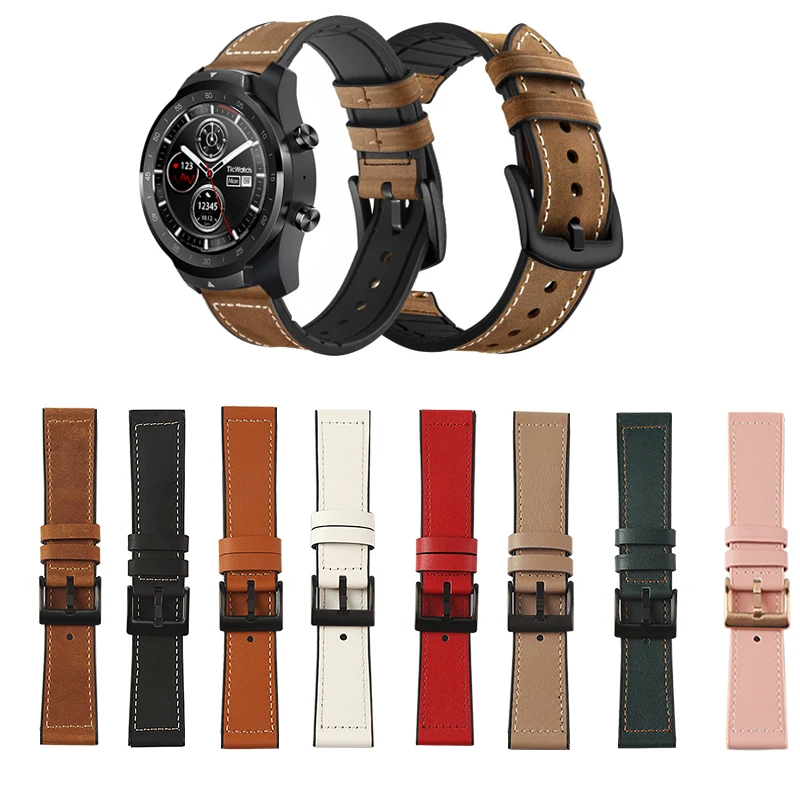 20 мм/22 мм кожаный ремешок для часов Ticwatch E 2 Смарт часы на запястье Pro E2 S2 GTX Pro3 2020 4G