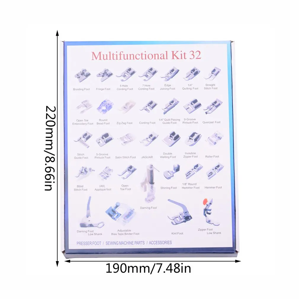 32 шт./компл. Бытовая прижимная лапка для швейной машины многофункциональные