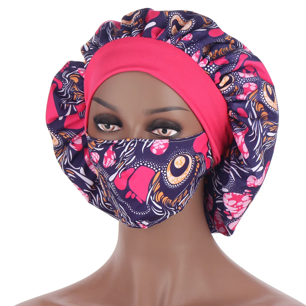 

African Pattern Multicolor Nightcap Headscarf Cap Fashion Mask Hat Suit Headbands Hijabs women's hood Headwear Turban Bonnets