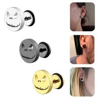 pumpkin smiley stud earrings stainless steel body piercing jewelry gothic screw back earrings for women men