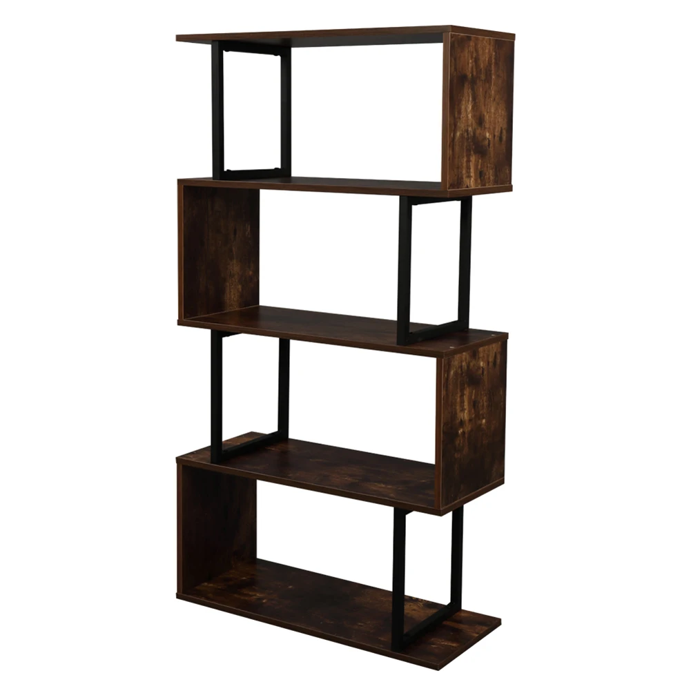 

4-Tier Industrial Easy-Assembly Metal Frame Bookcase Storage Shelf for Living Room Narrow Bedroom Living Room Study Room Shelf