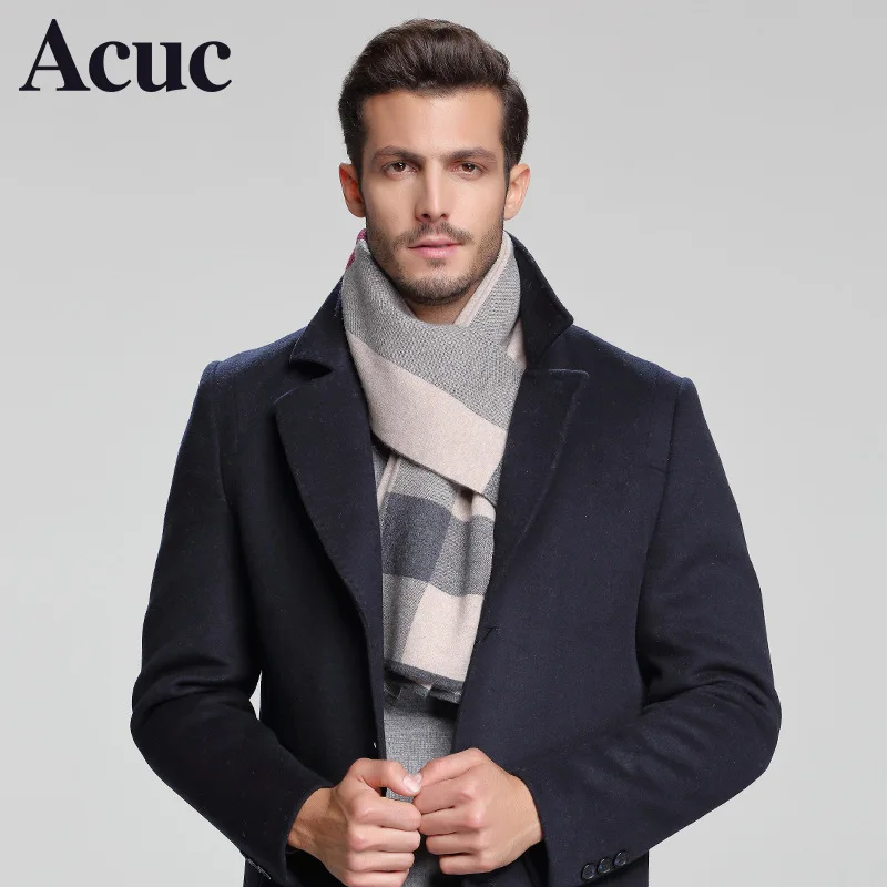 Мужской зимний шерстяной шарф кашемировый роскошный 2020 уплотненные однотонные