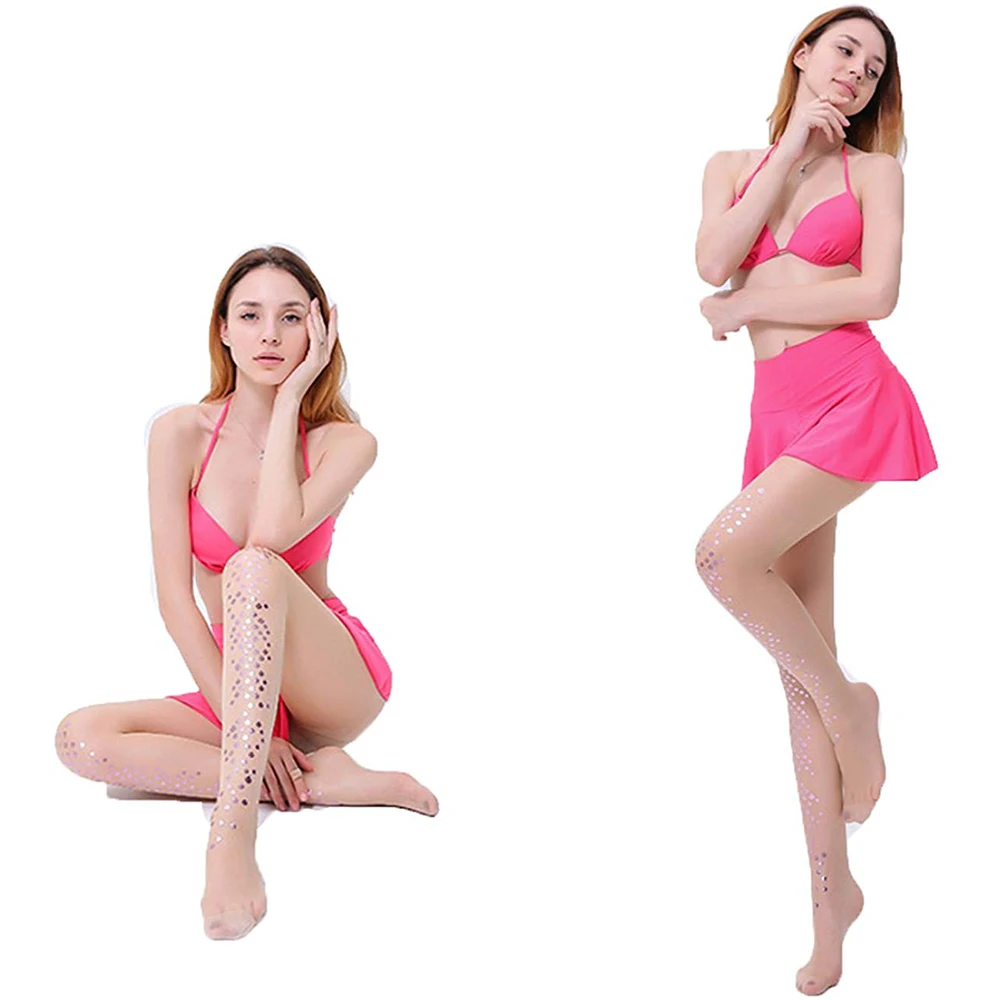 Тонкие сценические чулки блестящие жемчужные колготки облегающие носки с