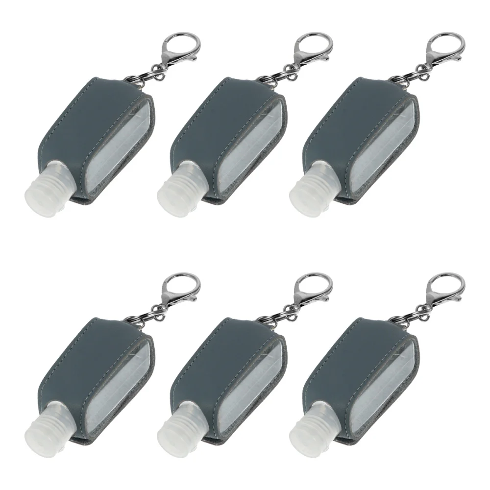 

6Pcs Travel Bottles Keychain Holder Bottles Set Refillable PU Leather Bottles