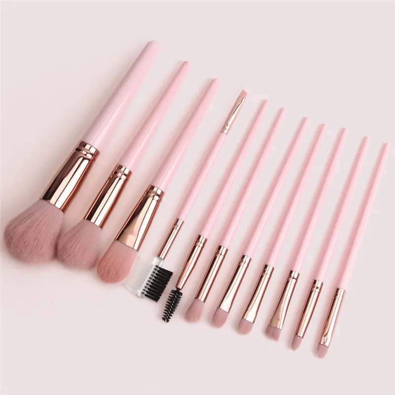 11 шт. розовый набор кистей для макияжа Хайлайтер глаз Косметическая Пудра основа