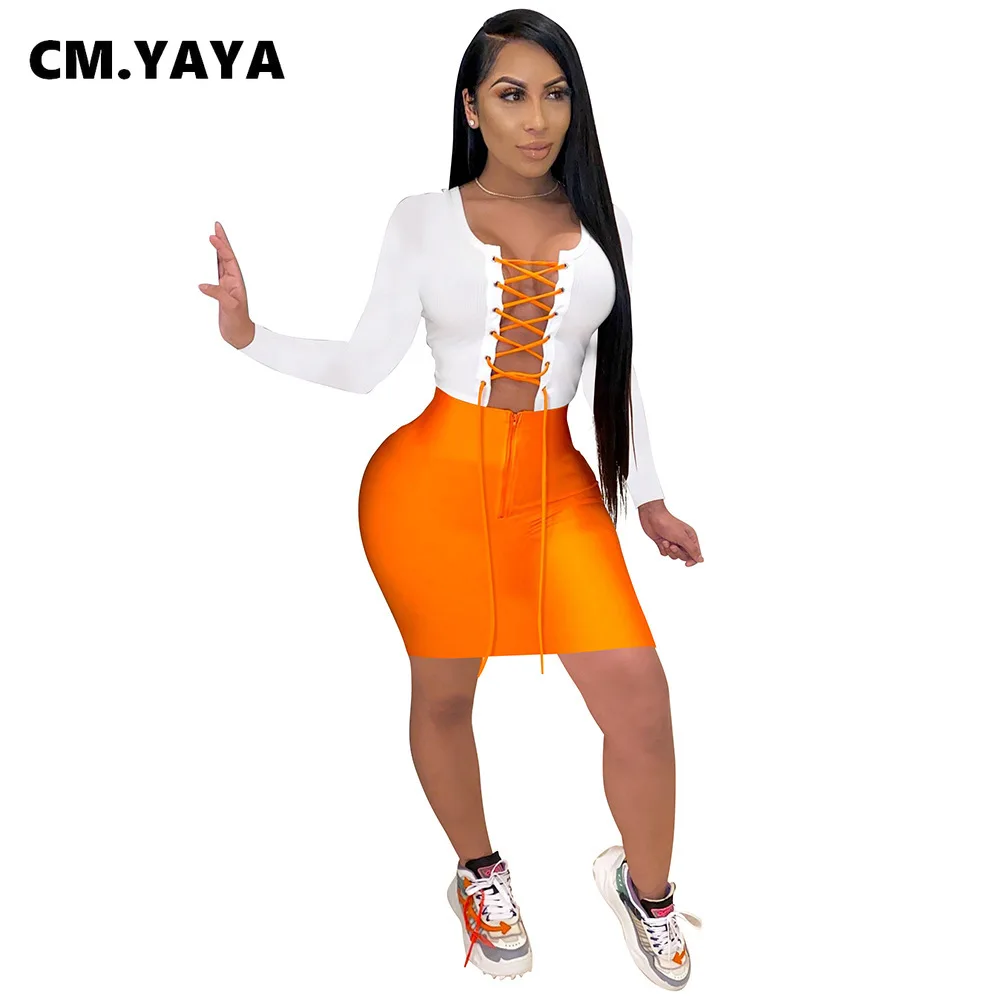 Женское ажурное облегающее платье миди CM.YAYA Осеннее лоскутное на шнуровке