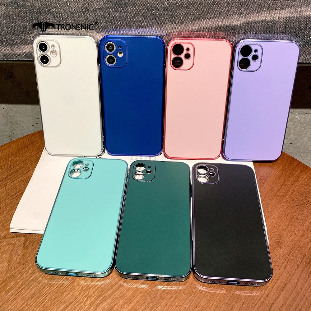 

Electroplated Candy Phone Case for iPhone 12 11 Pro Max XR Xs MAX Soft Matte TPU Green Black Cases for iPhone 6s 7 8 Plus Cover