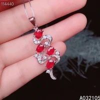 kjjeaxcmy fine jewelry 925 sterling silver inlaid natural ruby women exquisite elegant chinese style gem pendant necklace suppor