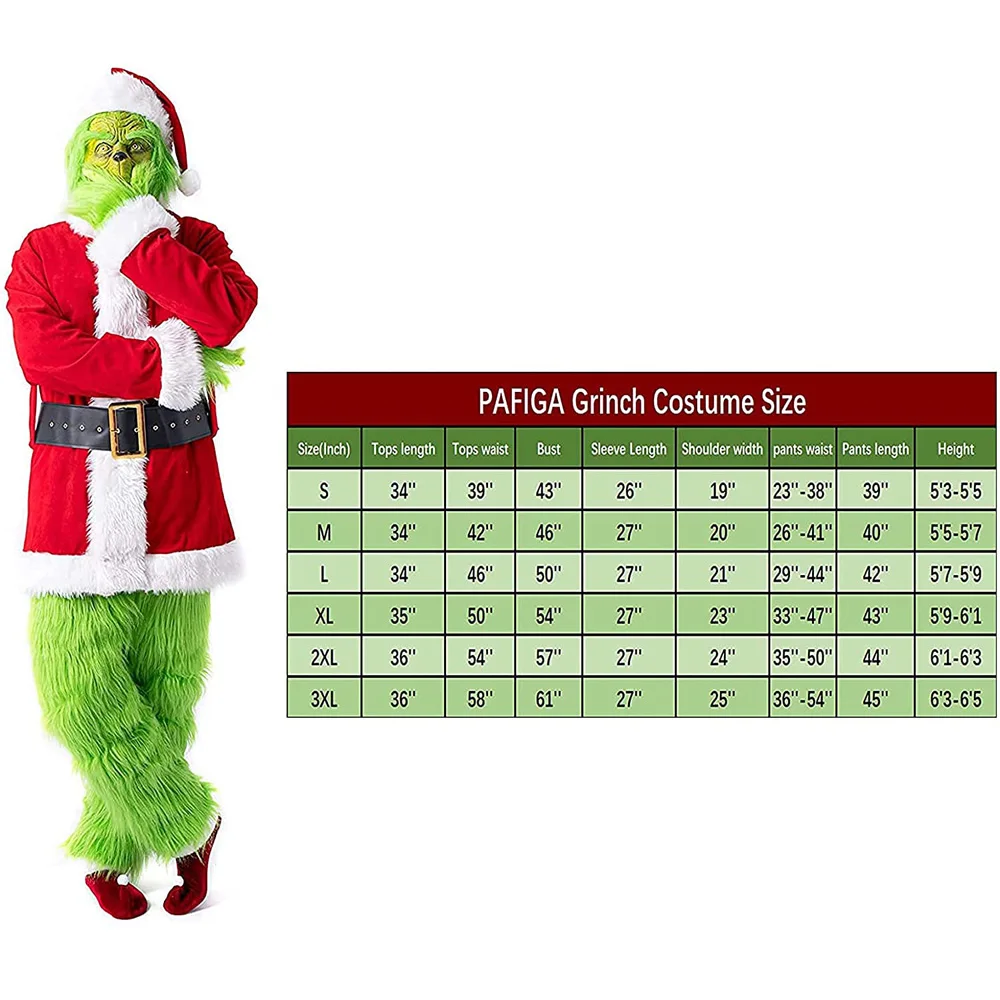 Зеленый костюм монстра для взрослых рождественские костюмы Санты с маской