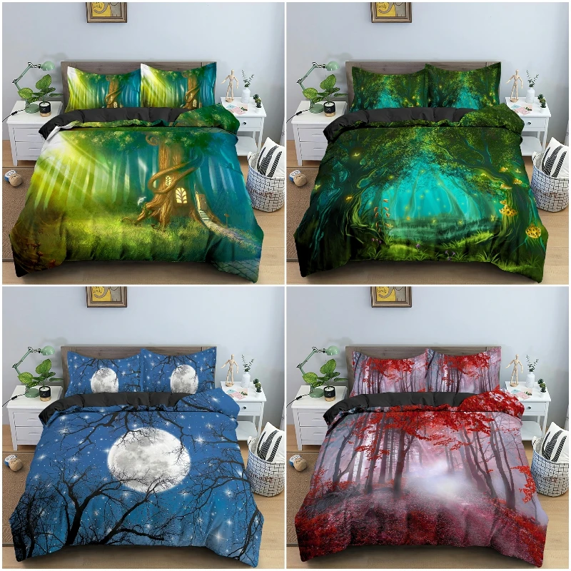 

Fantasy Forest Pattern Bedding Set Soft Duvet Cover with Pillowcase Twin/King/Queen Size Quilt Cover Home Textile