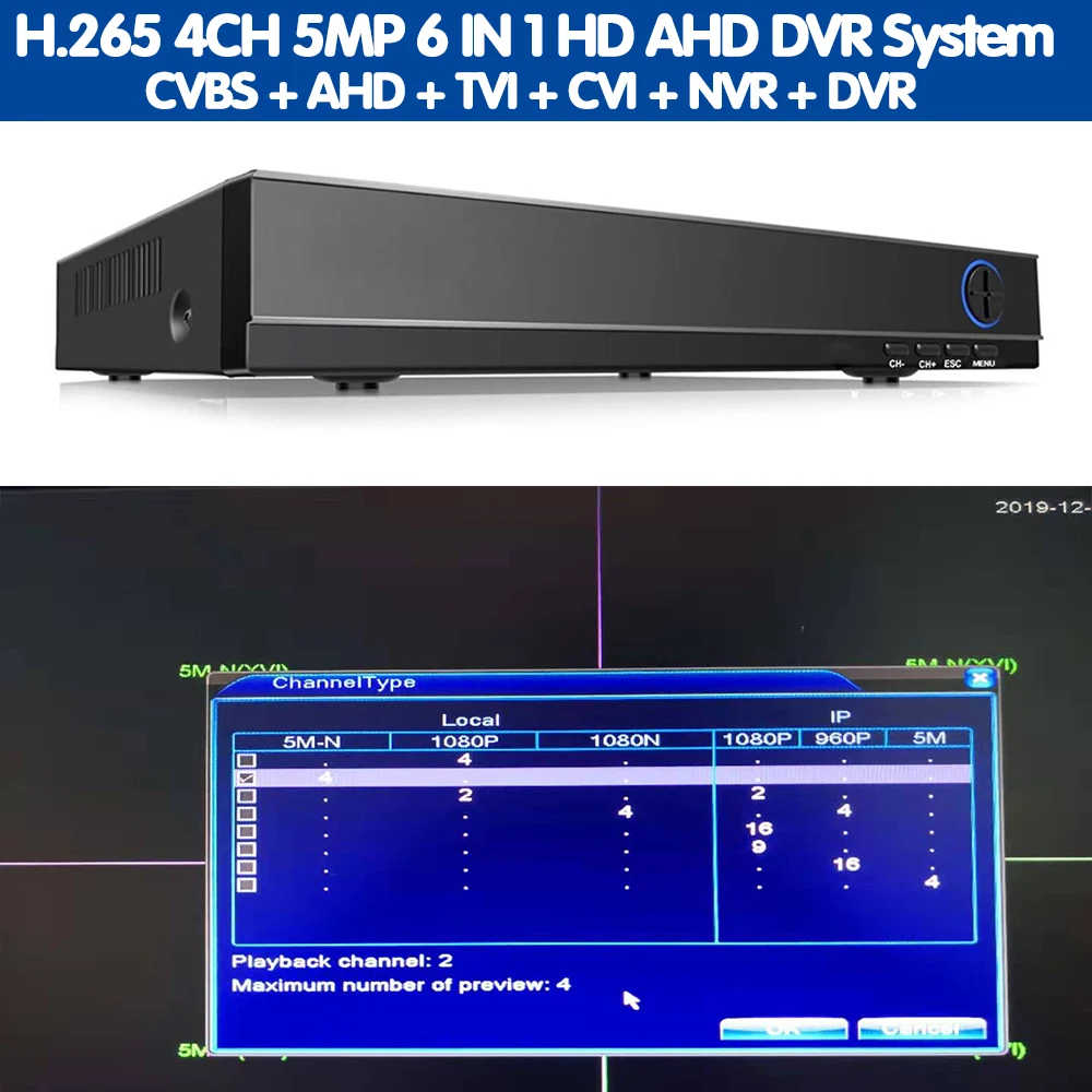 Камера видеонаблюдения AHD 4CH 4 канала 5 Мп DVR Onvif Full HD МП 8/16 каналов | Безопасность и