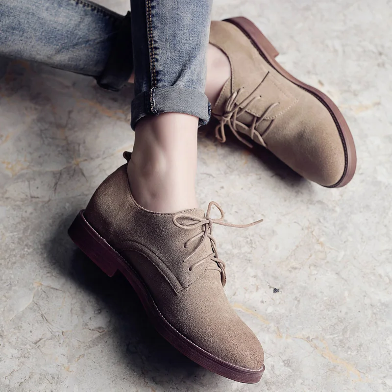 

Retro Oxford Shoes for Women 2021 Genuine Leather Shoes Woman Lace up Oxfords Flat Shoes Women Plus Size 9 10 11