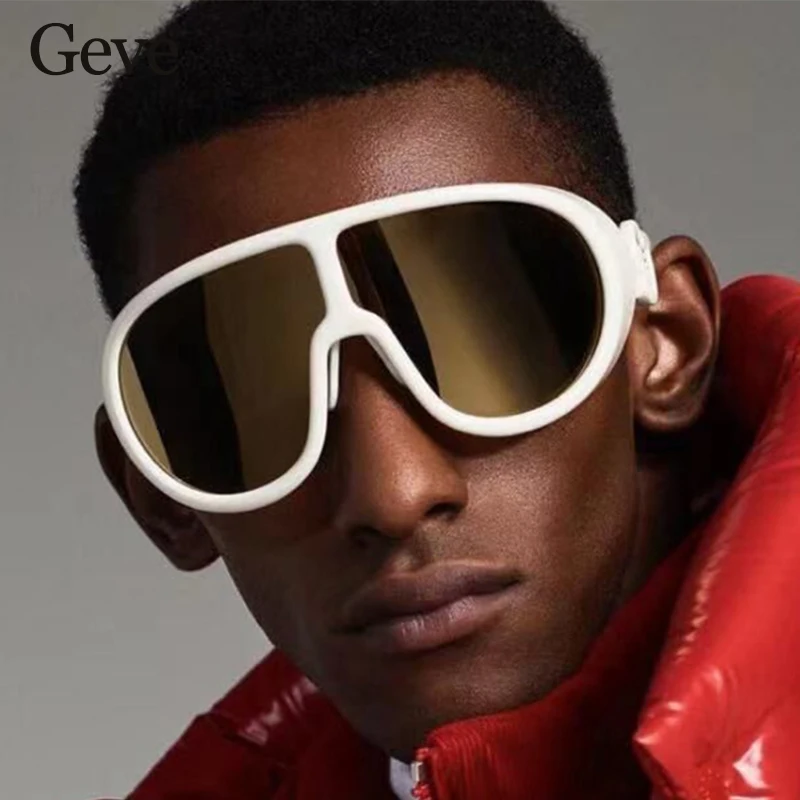 

Oversized Goggle Driving Fishing pilot sunglasses men Brand design One-Piece Lens Sunglasses Vintage Shades Luxury Oculos De Sol