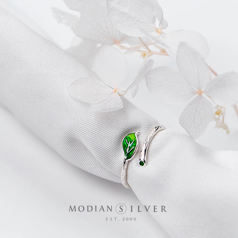 Modian Новый зелёная Эмаль Листья кольцо ветка Для женщин Модные туфли из
