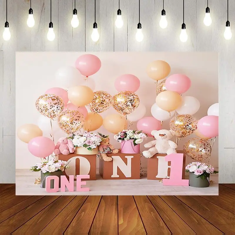 

Фон для фотосъемки детей на 1-й День рождения воздушный шар игрушка медведь цветок фон для фотосъемки для фотостудии