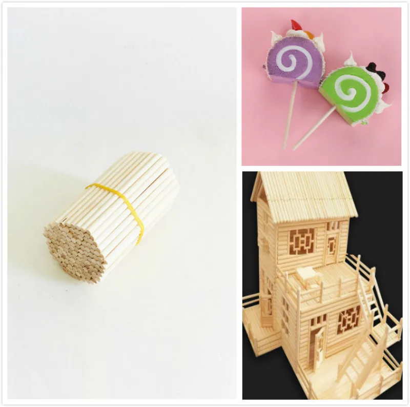 100Pcs Round Wooden Stick For Crafts Food Ice Lollies And Model Making Cake Dowel For DIY Food Craft Useful Wood For Home DIY images - 6