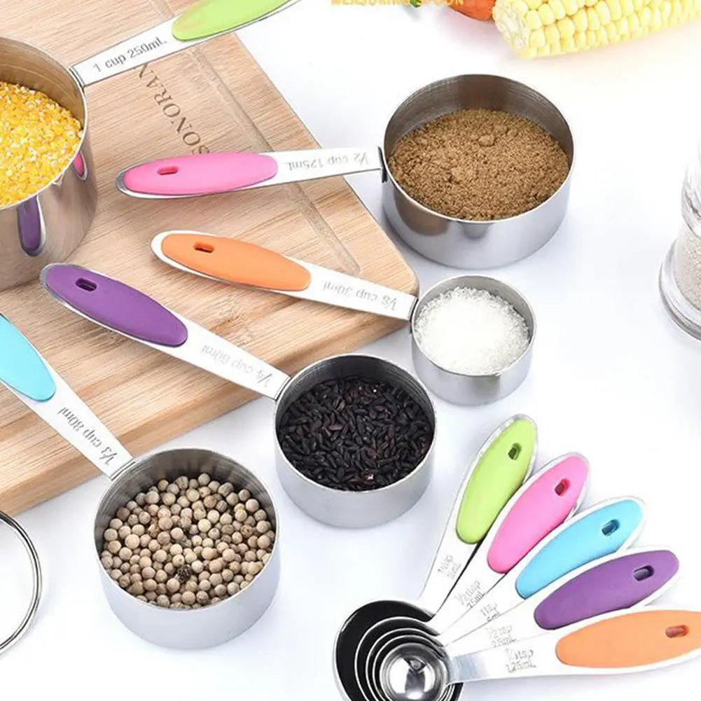 Studyset 10 шт./компл. мерная чашка из нержавеющей стали набор ложек с силиконовой