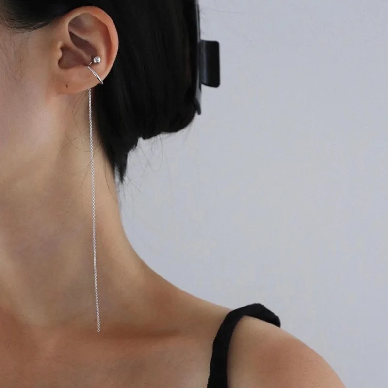 Корейские Модные Винтажные золотистые и Серебристые Длинные серьги-каффы с