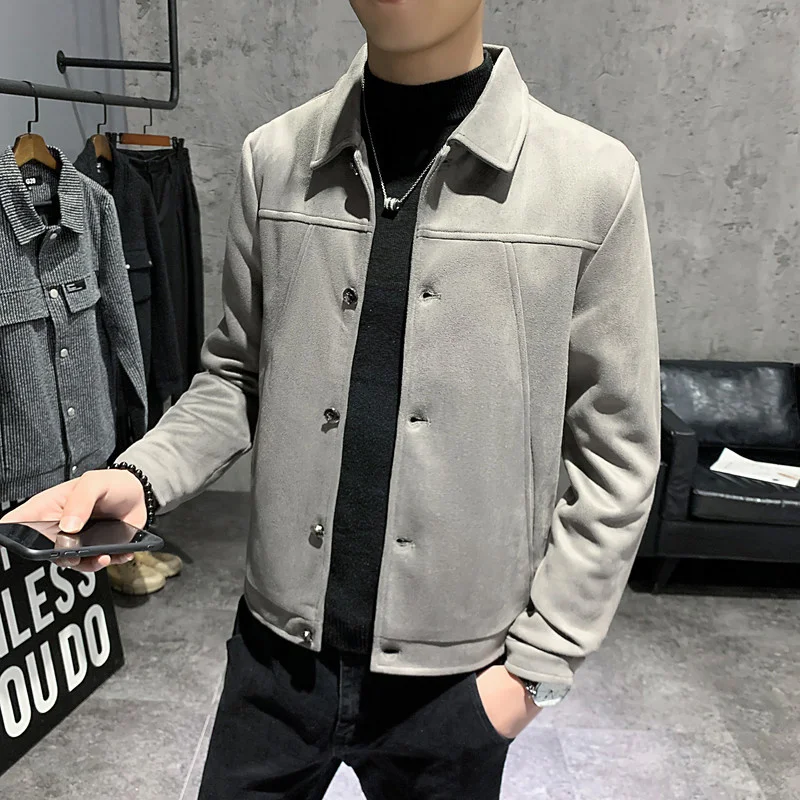 Мужское шерстяное пальто с отложным воротником повседневная куртка из смесовой