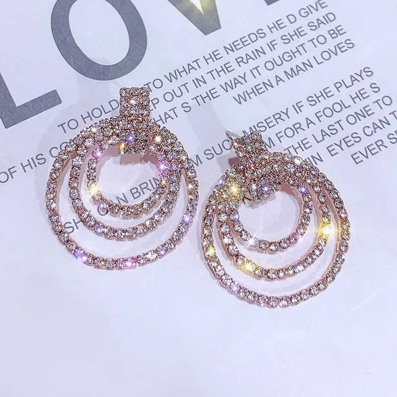 Модные Многослойные серьги-кольца с геометрическим рисунком блестящие