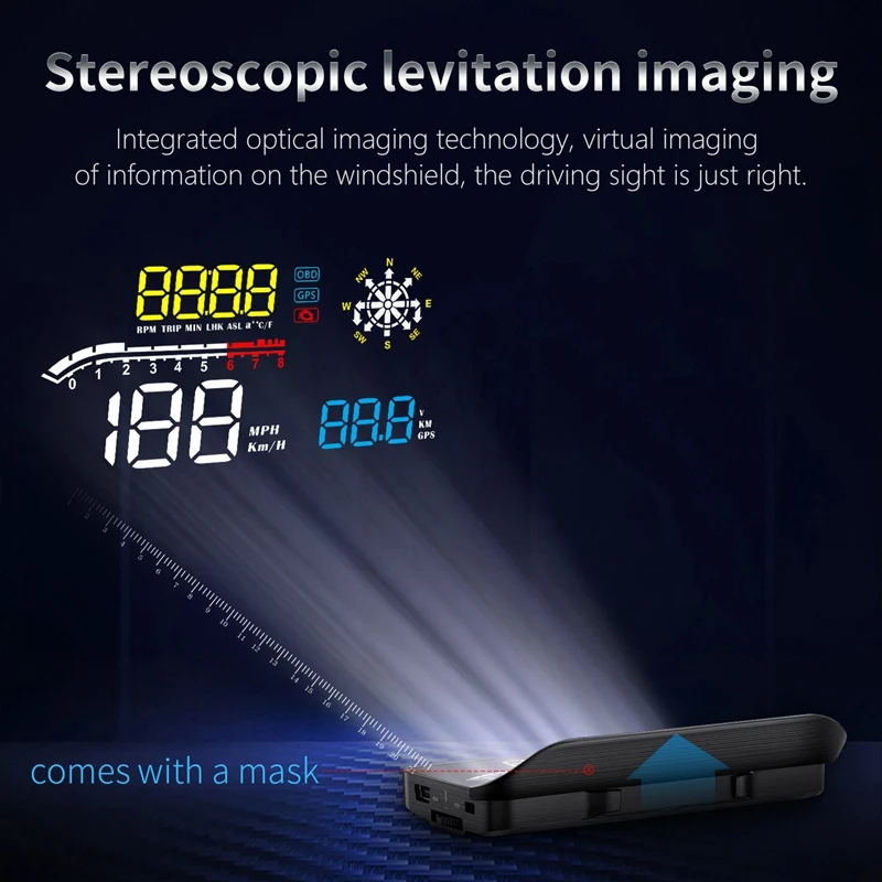 

Car HUD Head Up Display OBD2 II EUOBD Overspeed Warning System Projector Windshield Auto Electronic Voltage Alarm D1