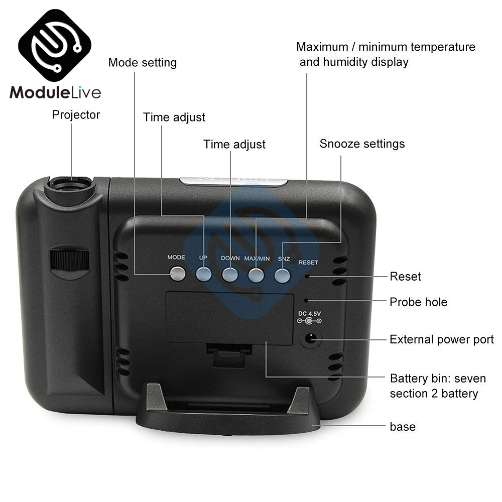 Креативный цветной ЖК цифровой проекционный будильник термометр температуры