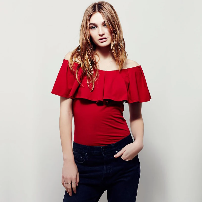 

Zoulv Spring 2021 Solid Color Blouse Slash Neck Ruffle Female Shirt Off Shoulder Women Shirt Tops Casual Preppy Frill Blouse