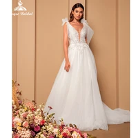 elegant tulle floor length wedding dresses for bride civil backless sleeveless sweep train bridal gown vestido de novia