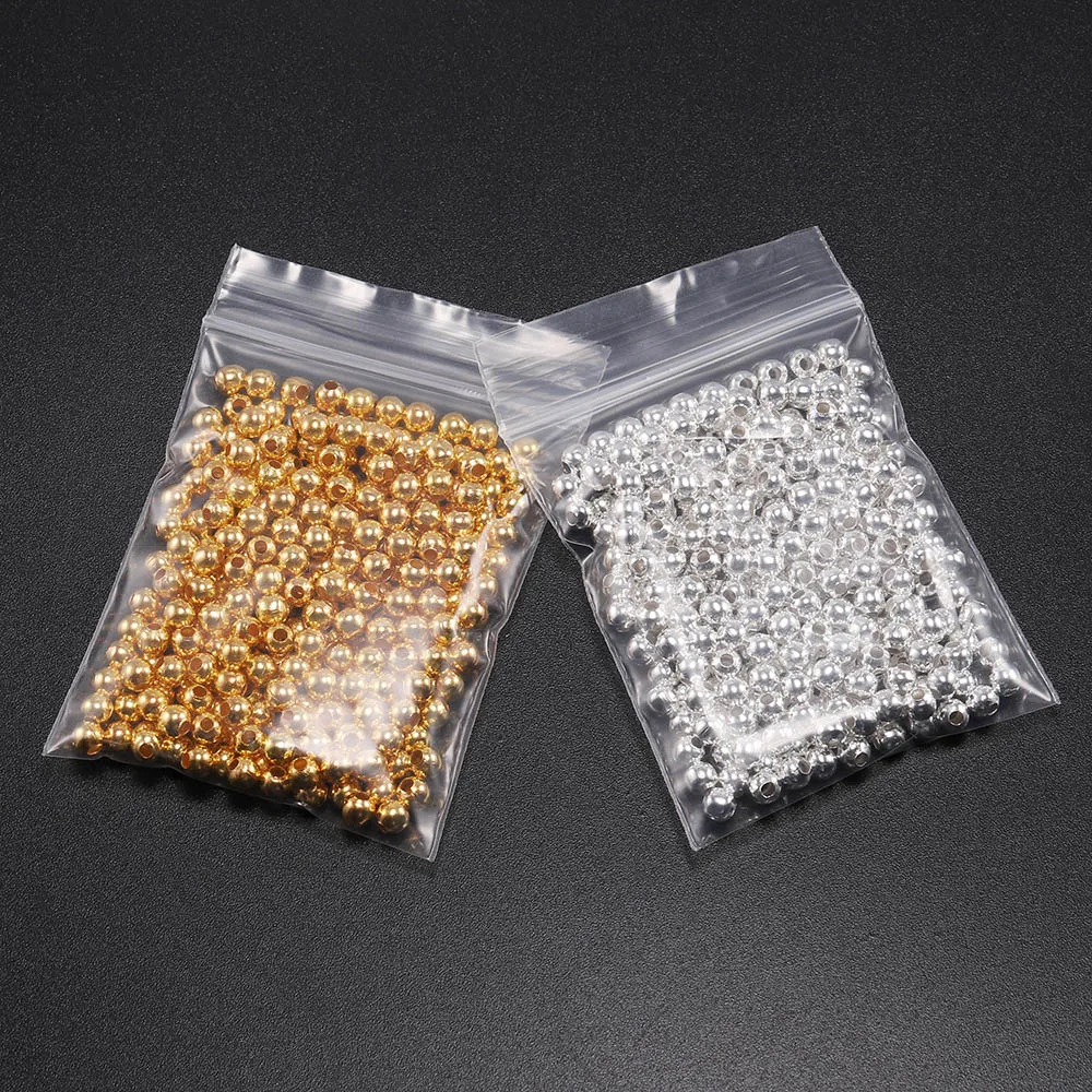 30-500Pcs/lot Gold 2-10mm Metal Beads Smooth Ball Spacer Beads For DIY Necklace Bracelet Anklet Jewelry Making Supplies