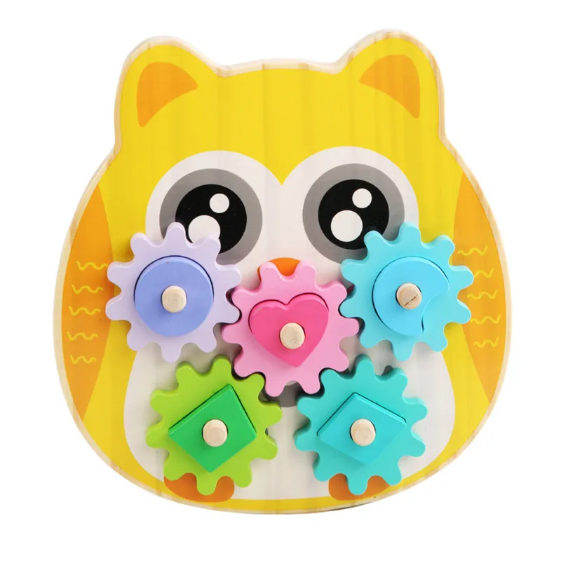 

2021 Children'S Education Wooden Gear Assembly Caterpillar Toys Assembling Blocks Colorful Sorting Color Cognitive Board Toys