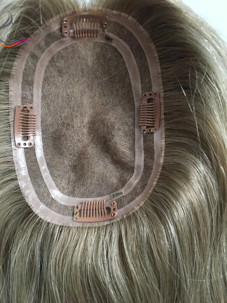 20 дюймов 12x17 см натуральные европейские волосы с ручной шнуровкой лучшие