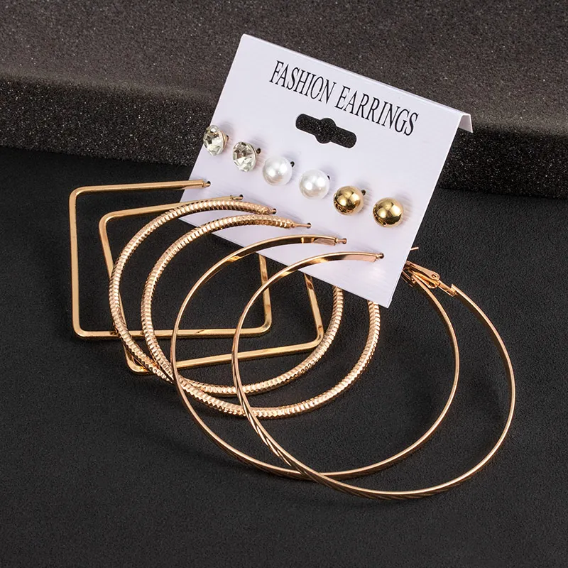 

Geometric Statement Round Big Hoop Women's Earrings Set For Women Metal Earrings 2021 Trend Accessories Fashion Jewelry Gifts