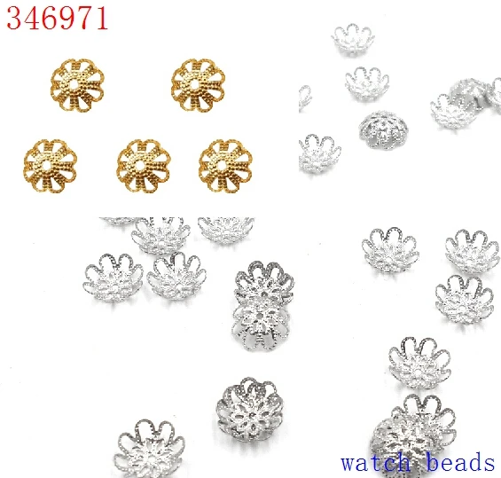 2017 Акция yiwu Beads 10 мм 100 шт./лот DIY позолоченные/серебряные полые цветы