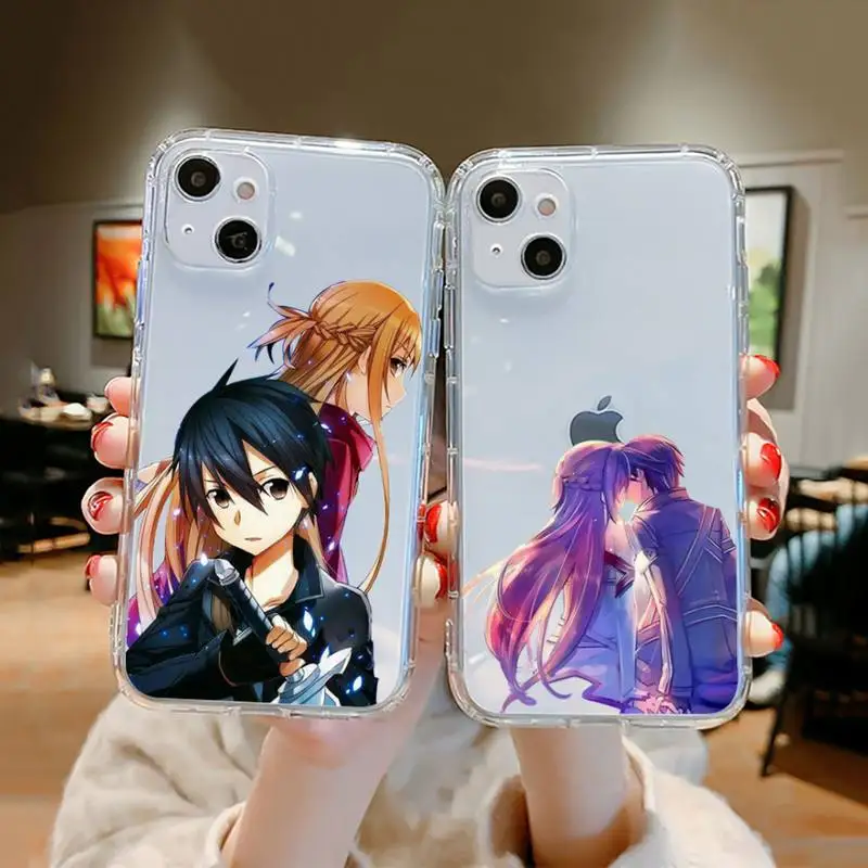 

Sword Art Online SAO Phone Case For iPhone 13 12 11 8 7 Pro Max Plus X XS XR MINI transparent clear New coque shell funda anime